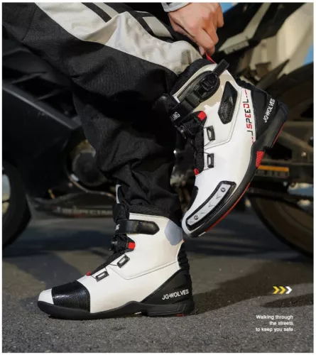 Motorradstiefel Leder Fahrer Schutz Anti Rutsch Off-Road Motorrad Rennschuhe - Bild 22 von 26