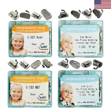 200pcs Dental Orthodontic Buccal Tubes 1st 2nd Molar Roth MBT 0.022" Monoblock