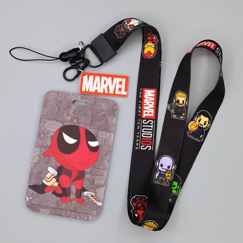 Clear Neck Strap Cartoon Badge Pass Card Holder Tag Superhero ID Lanyard Clip - Picture 14 of 57