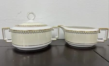 VTG Heinrich Bavaria Cream & Sugar W/Lid Germany Gold Trim
