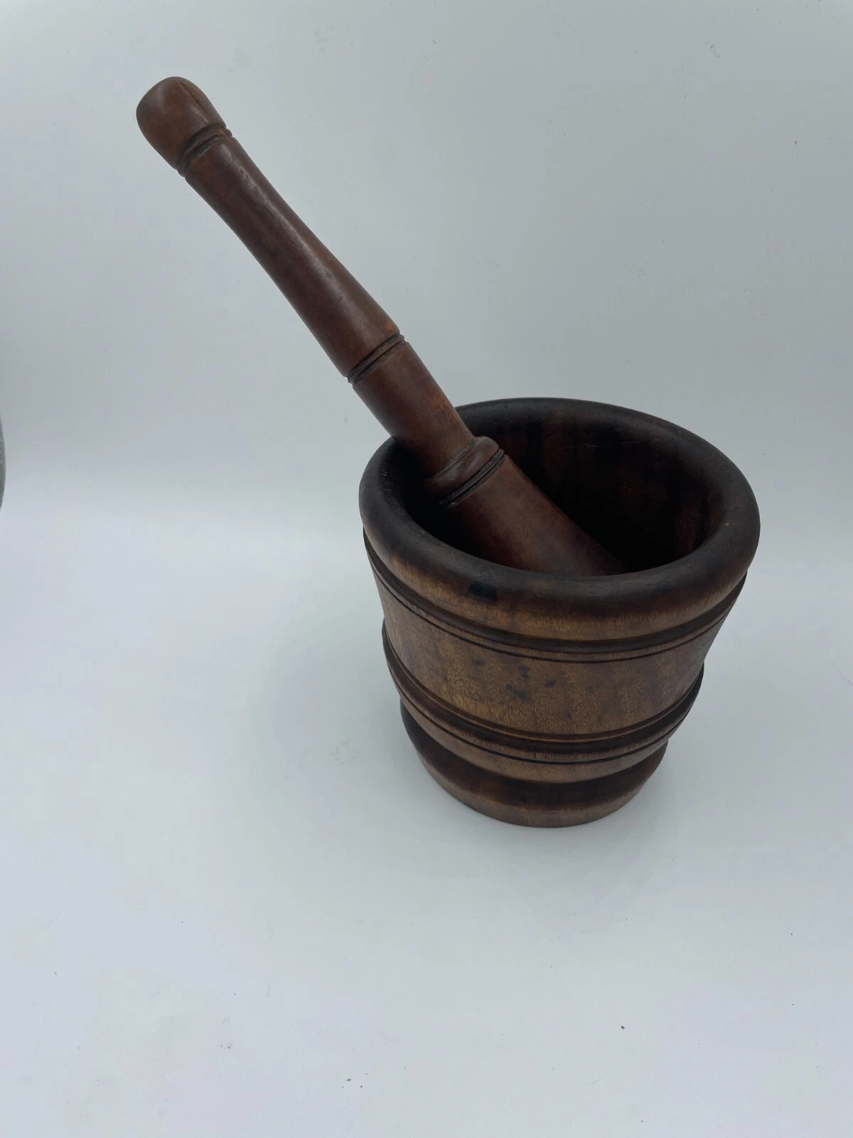 Antique Swiss Wood Mortar and Pestle