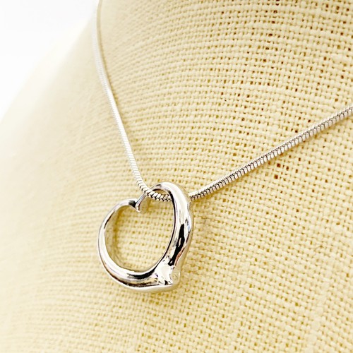 Silver Valentine Heart Charm Fashion Delicate Necklace 16" - Picture 3 of 11