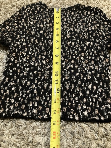 Hollister Crop Top Shirt Womens Medium Black Floral Ruched Stretchy Short Sleeve - 第 9/10 張圖片