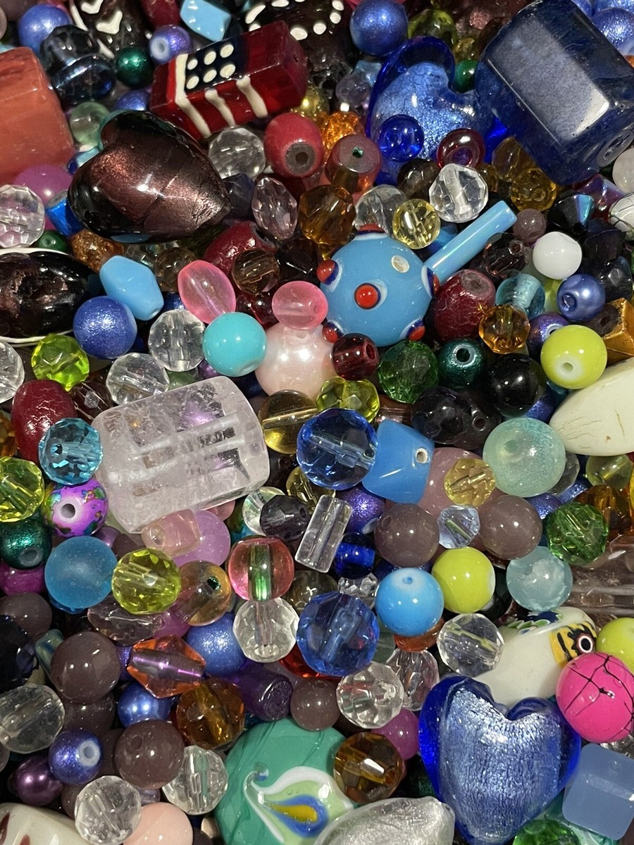 ALL GLASS 7oz Bead Soup🖤6-20mm HUGE VARIETY OF BEADS 👑🐝 BEST