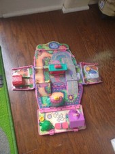 1995 Vintage Pound Puppies Fold Out pink/ purple Van Bus Playground With Handle