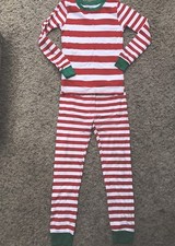 Boys Girls Unisex Red Green Striped Carters Christmas Pajamas size 7