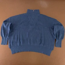 ANRABESS Women's Size XL Oversized Blue Split Side Half Zip Pullover Sweater New