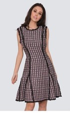 Oscar de la Renta Chanel Styled Tweed  Sleeveless Dress Pink Black Size 10 NWOT