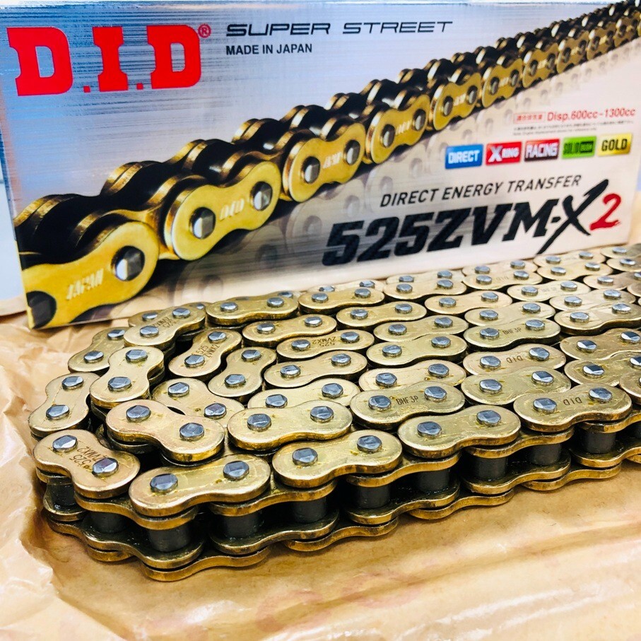 Japan DID Motorcycle Gold X-Ring Chain 525ZVM-X2 G&G 130ZB, 525