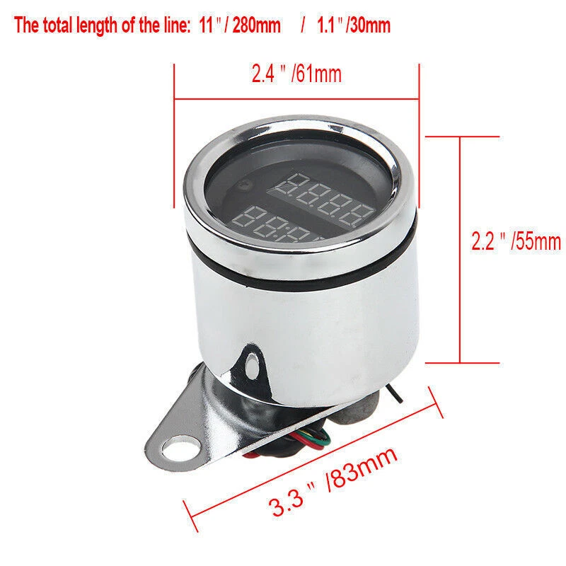 Combo medidor voltímetro tacômetro digital PRM motocicleta universal impermeável LED - Imagem 2 de 4