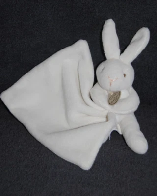 🍀DOUDOU ET COMPAGNIE DC303 Lapin Mouchoir Plat Double Blanc Boite En Fleur - Photo 1/3