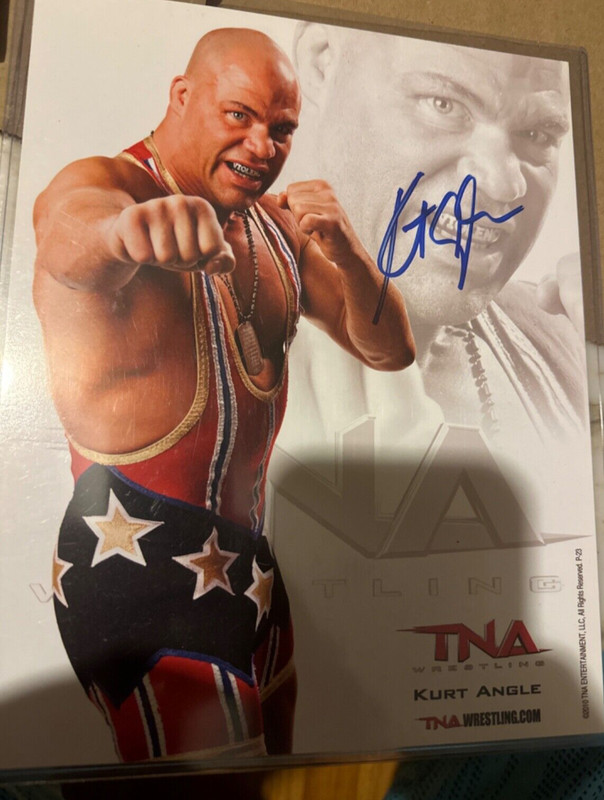 2010 TNA ORIGINAL PROMO KURT ANGLE SIGNED TNA WRESTLING P-23 8x10 WWF WWE BLUE