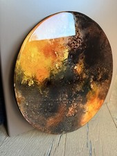 One Round Abstract Large Wall Hanging Art Resin  38 Cm Statement Piece