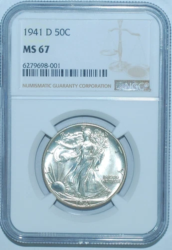 1941 D NGC MS67 Walking Liberty Half Dollar