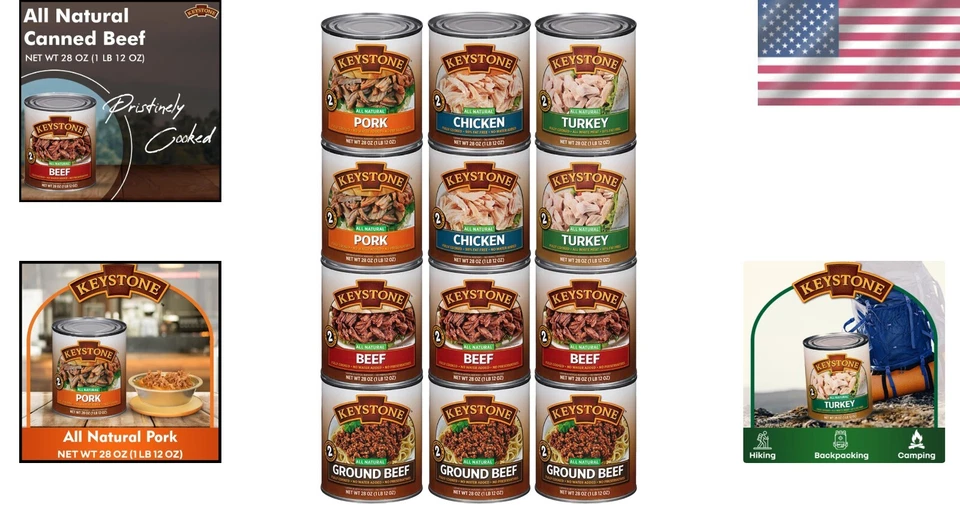 Paquete de variedad de carne enlatada estable en estante - Perfecto para kits de senderismo y emergencia Foto 2 de 4