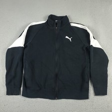 Puma Sweater Mens Size Large Black Logo Casual Full Zip Up Sweatshirt 
