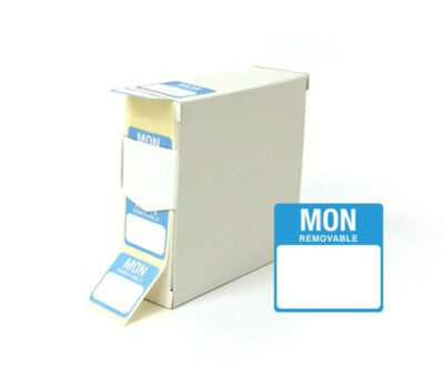 Day of the Week Date Labels, Kitchen Hygiene Food Labels (1000 per box) Mon-Sun
