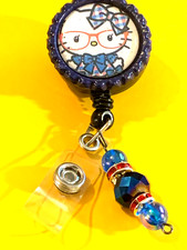 Hello Kitty Blue 1 Id badge holder retractable alligator clip
