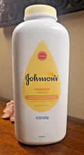 JOHNSONS Medicated Powder Zinc Oxide Cornstarch 15 oz NOT SEALED Yellow Baby