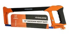 Toolzone 12" Heavy Duty Hacksaw 300mm 24TPI Flexible Blade Rubber Grip Handle