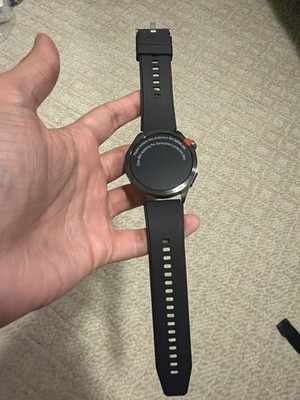 Men's Round Smart Watch Black Silicone Band Heart Rate Sleep Tracker - Open Box