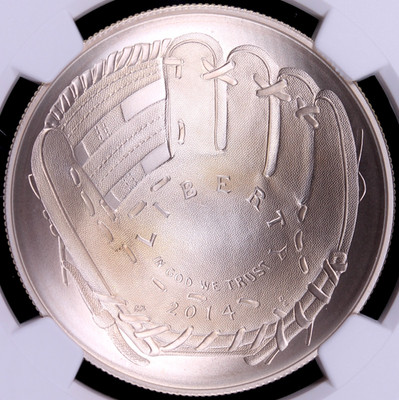 2014 P Baseball Hall of Fame $1 Silver NGC MS69 Curved