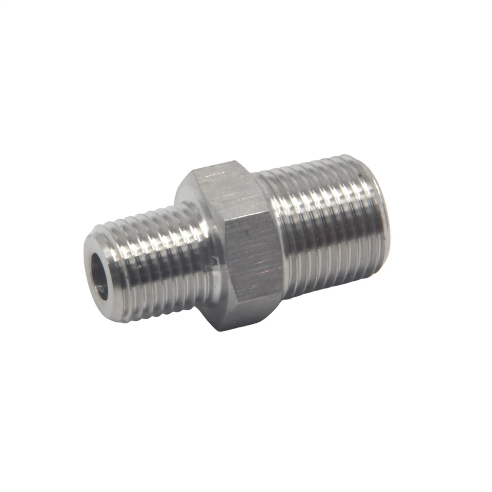 1/4" NPT Male x 3/8" NPT Male Hex Nipple Pipe Adapter Stainless Steel 304 - Image 4 of 4
