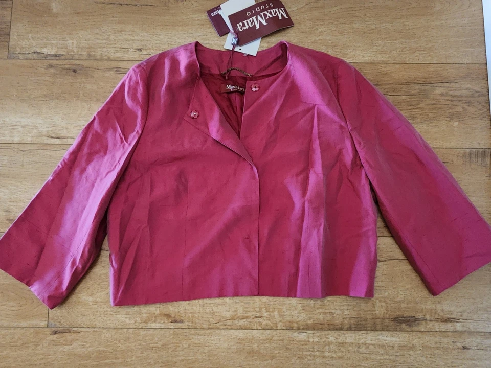 Blazer Mino 100 % Seda Iridiscente Max Mara RARO NUEVO CON ETIQUETAS $795 EE. UU. 8 Rojo Polvoriento Foto 2 de 4