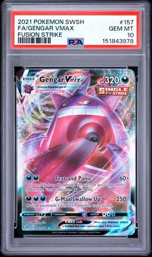 Gengar VMAX 157/264 Swsh08: Fusion Strike Holo PSA 10