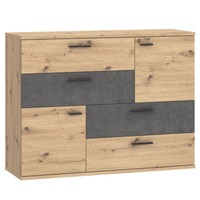 Sideboard - Artisan Eiche - Beton-Optik - 125 Cm Sideboard Kommode Tv Sideboard