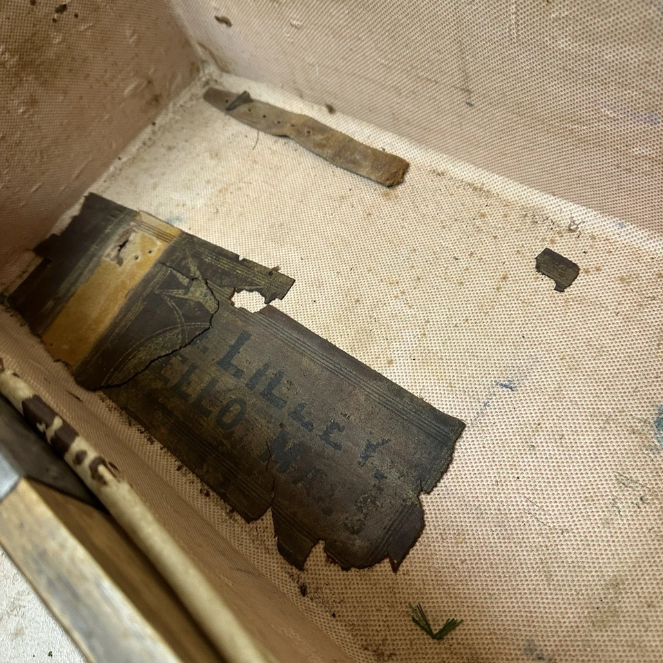 Antiguo baúl de vapor de cabina años 1900 Theo Lilley cuero latón tachonado excelente Foto 4 de 4