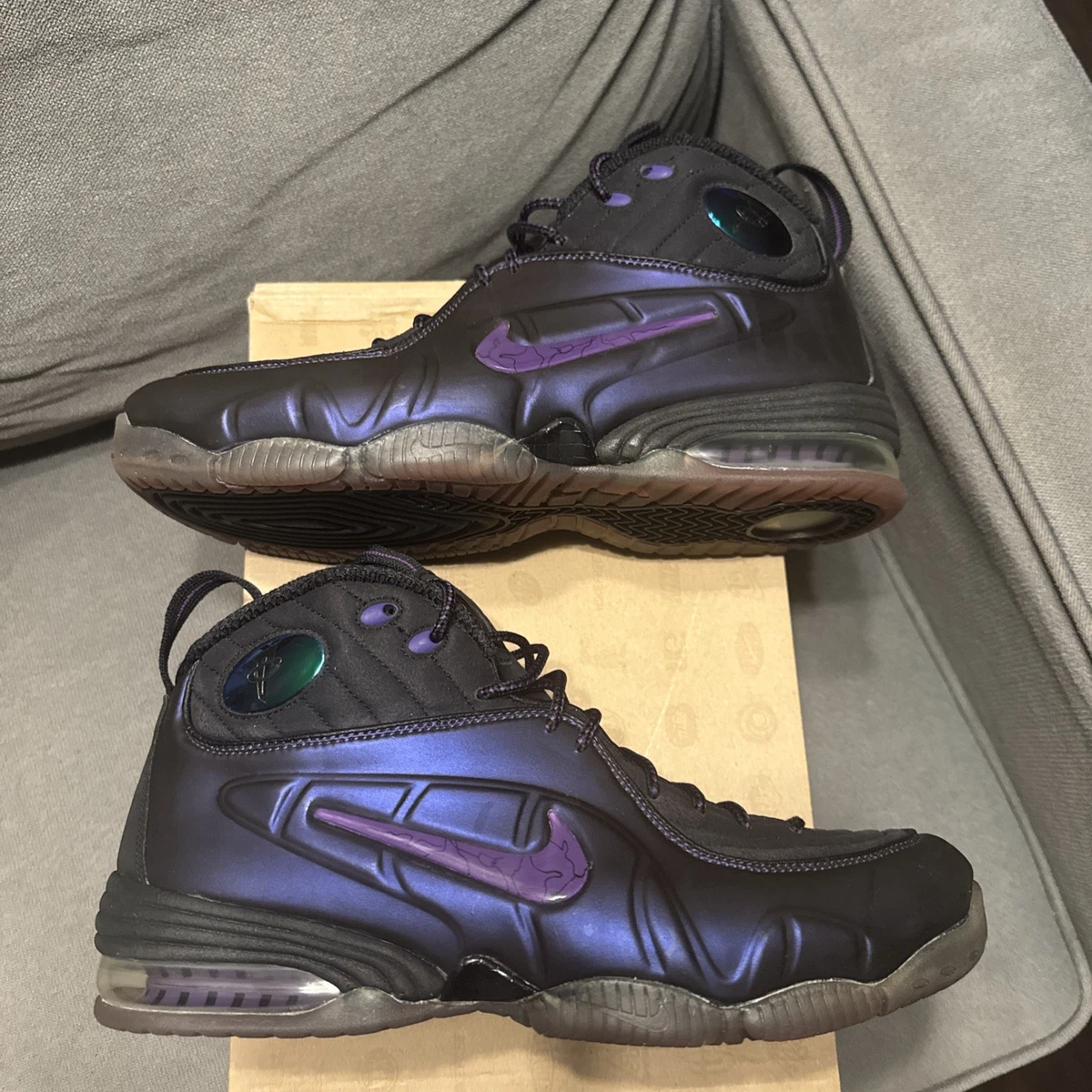 Dual Signed Autograph Nike 1/2 Cent Eggplants Autograph by Penny Hardaway Sz 12 Anfernee Penny Hardaway Autographed 2009 2010 Panini Studio  main image 2