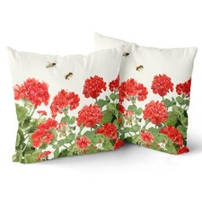 Spring Summer Pillow Covers 18x18 inch Set of 2 18" x 18" Pack of 2 Geranium