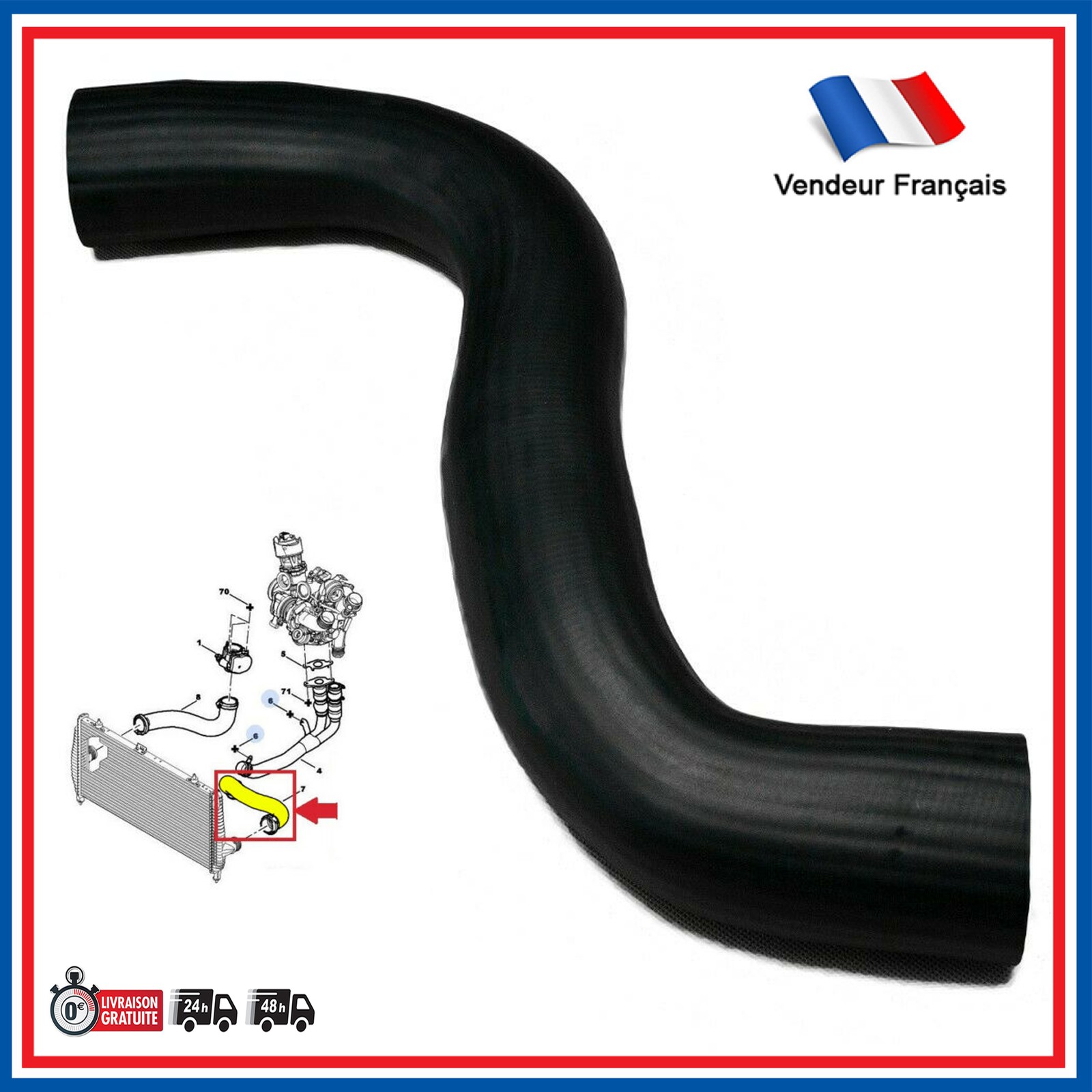 Tuyau admission turbo 2.2 HDi DW12 gaine de suralimentation pour 0382HG