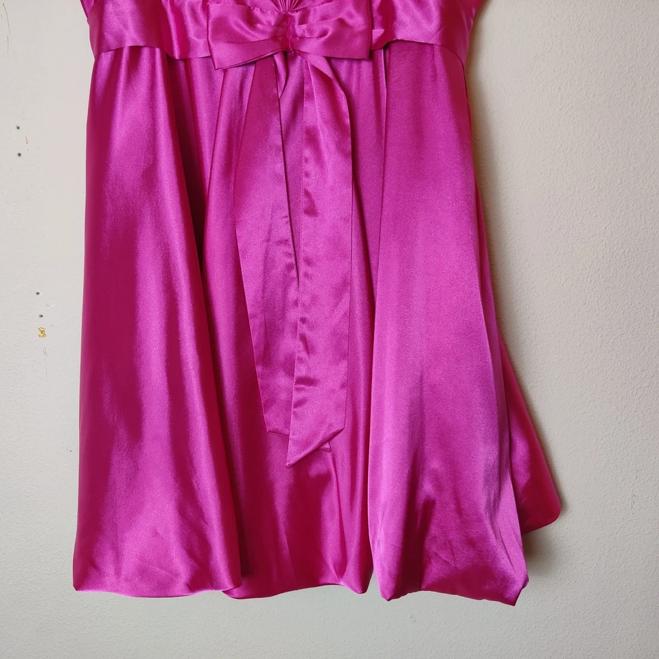Vtg Y2K Cindy Pink Satin Babydoll Bow Party Prom Dress Bubble Hem 2XL Coquette - Image 4 of 4