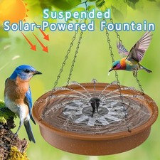 12" Hanging Bird Bath Set Solar Fountain Hanging Water Bowl for Outdoor Garden