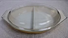 Vintage Pyrex Yellow 1-1/2 Quart Oval Divided Casserole Split Dish With Lid