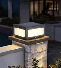 Solar Post Light, Outdoor Modern Fence Deck Cap Lights Pillar Lamp Waterproof...