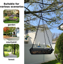 Hanging Bird Feeder, Platform Bird Feeders for Outdoors, Metal Mesh Seed Tray...