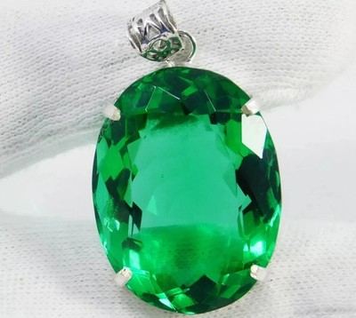 Gravitygems 145 Ct Natürlicher Grüner Topas Oval 925 Silber Anhänger Kette