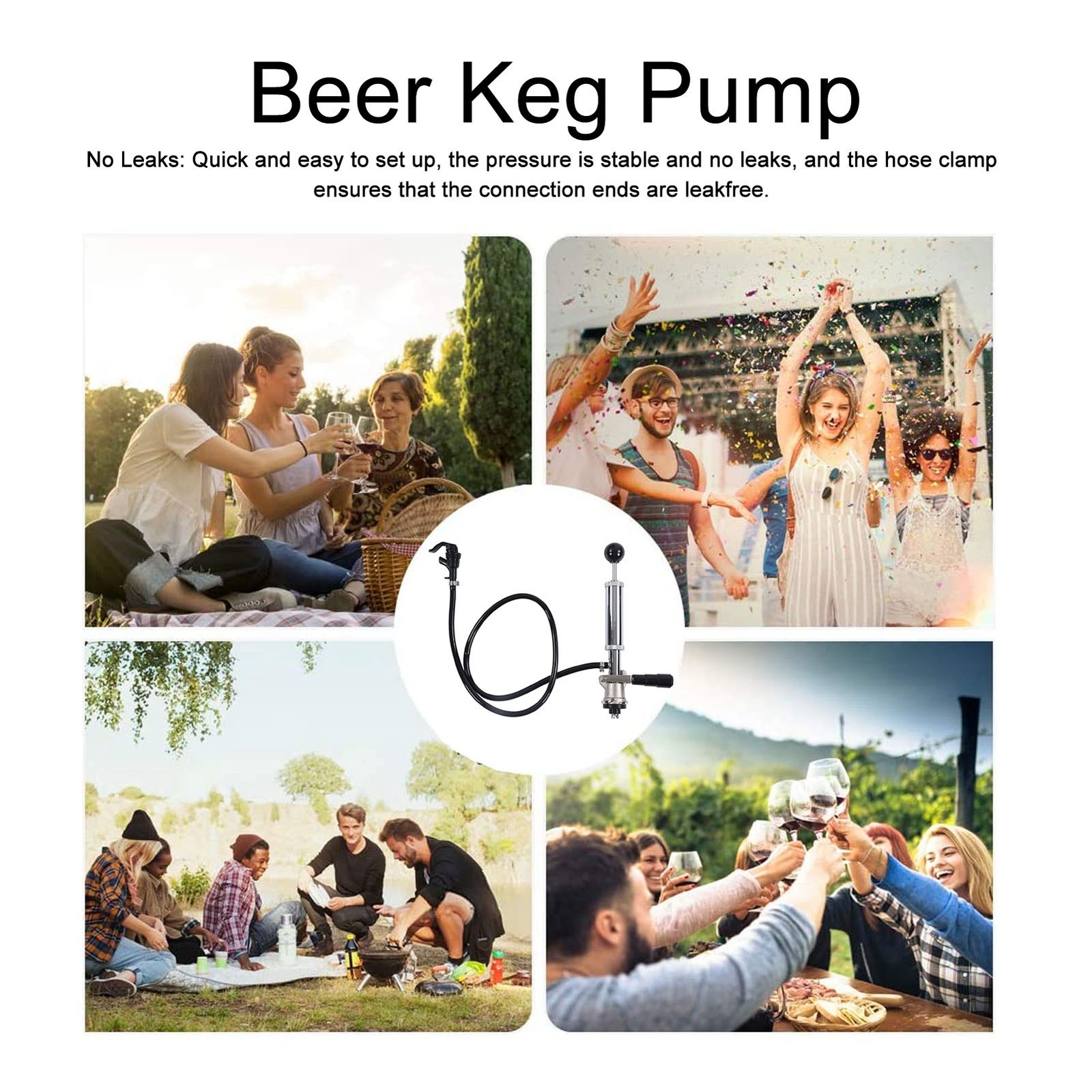 Beer Keg Pump Leakproof Stainless Steel Beer Tap Pump S Type Dispenser for P BLG