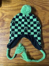 Minecraft Tassel Beanie Hat Kids Black / Green