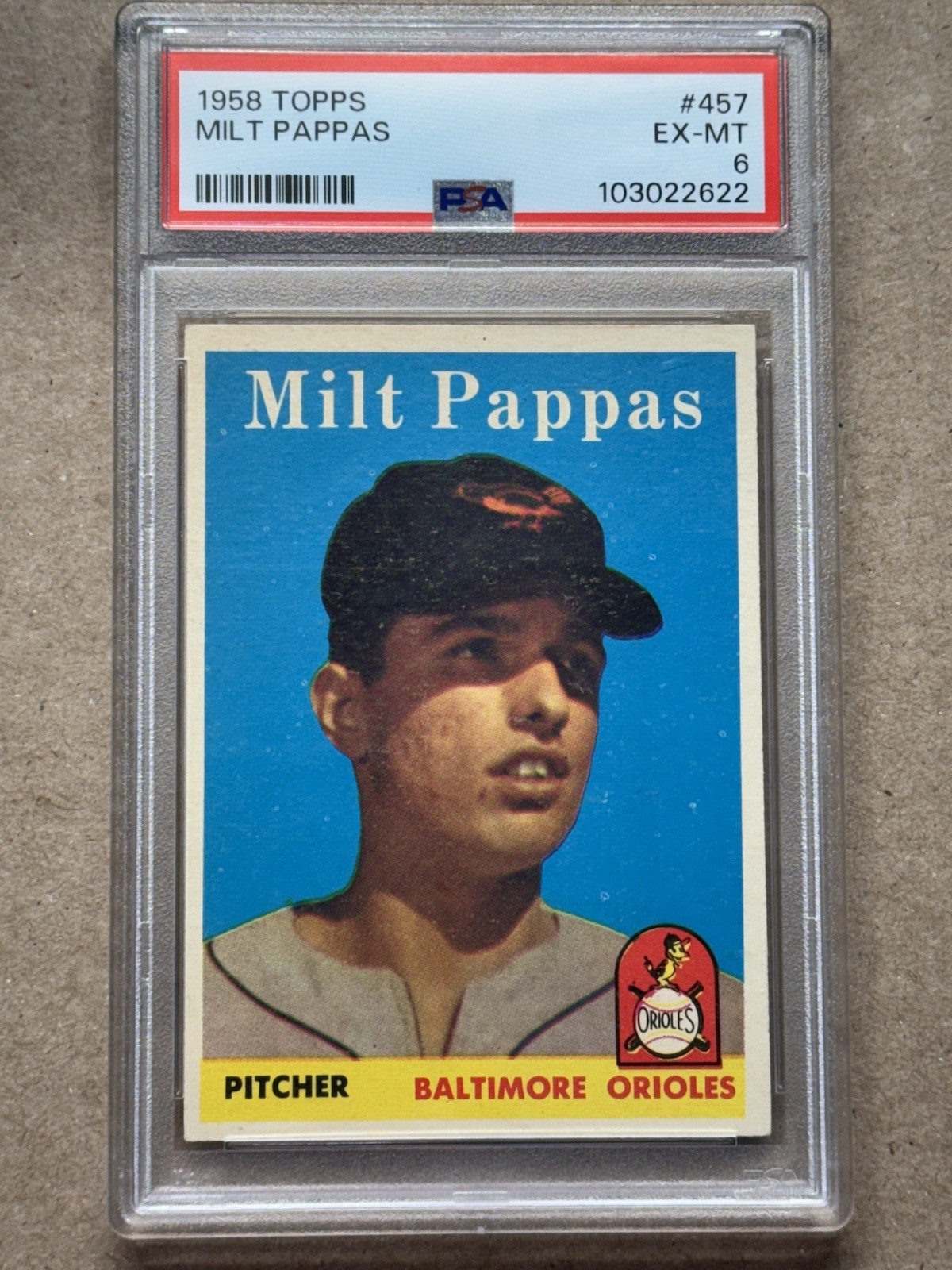 1958 Topps - #457 Milt Pappas RC PSA 6