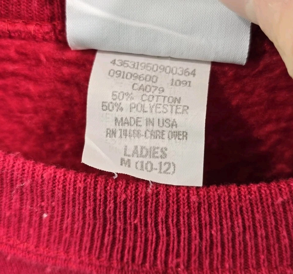 Vintage Christmas Sweatshirt Womens Large 90s Holiday Crewneck Holly Cardinal - Image 4 of 4