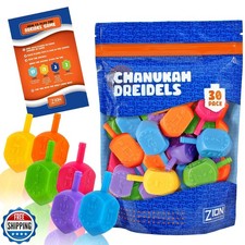 Zion Judaica Plastic Hanukkah Dreidels Assorted Colors w/Hebrew a