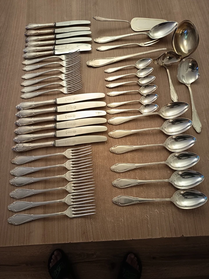 Jugendstil Menü-Besteck 100er Silber DEP Solingen 40 Teile - Bild 2 von 4