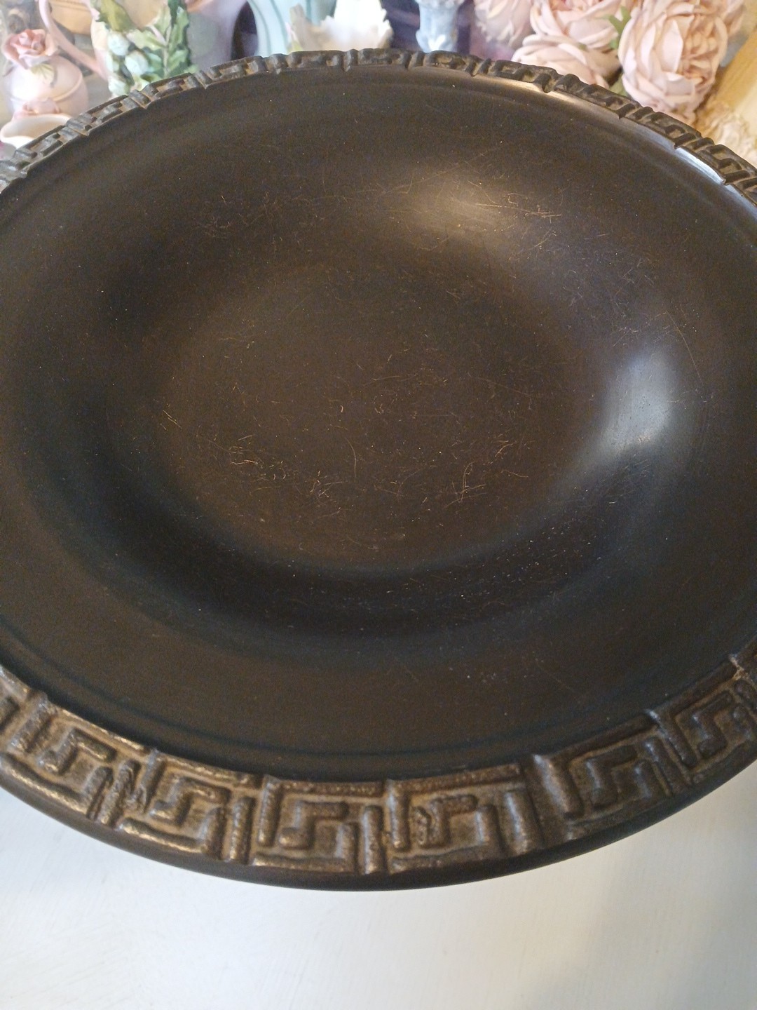 Vintage Bronze Tazza Centerpiece Dish w/ 3 Figural Art Deco Nouveau Women 14”