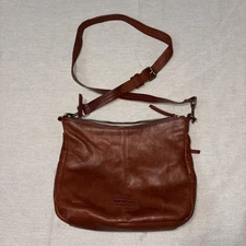 American Leather Salem Triple Entry Crossbody bag auburn Brown Purse Pocketbook