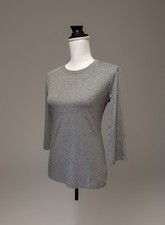 Blugirl by Blumarine Gray 3/4 Sleeve Top Shirt Tee Stretch Basics sz M Crew Neck