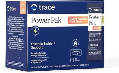 Trace Minerals Power Pak Electrolyte 30 Pack 1200mg Vitamin C Guava